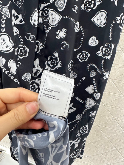 C 25 Reactive Print Lace Dress