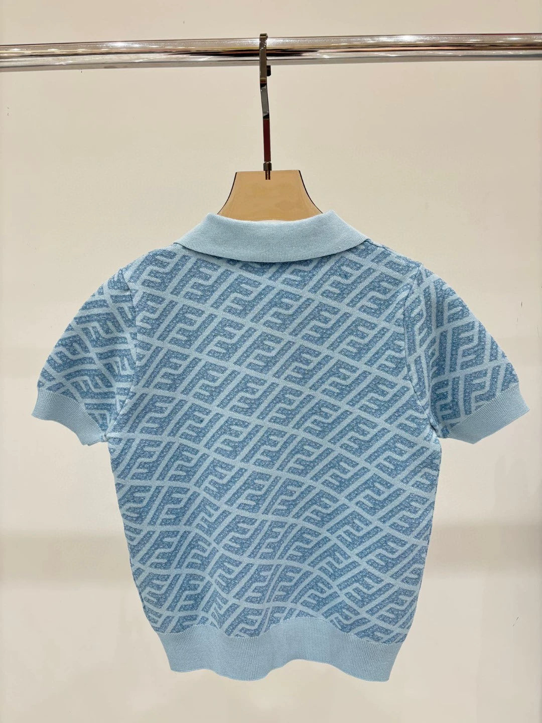 F 25 New Alphabet Slash All Over Printed Lapel Short Sleeve