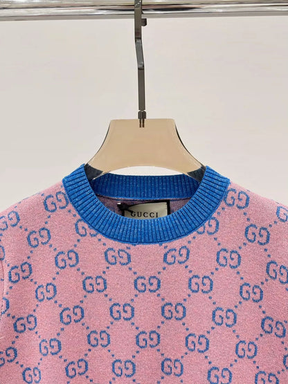 2025 early spring new round neck letter l knitted short sleeves