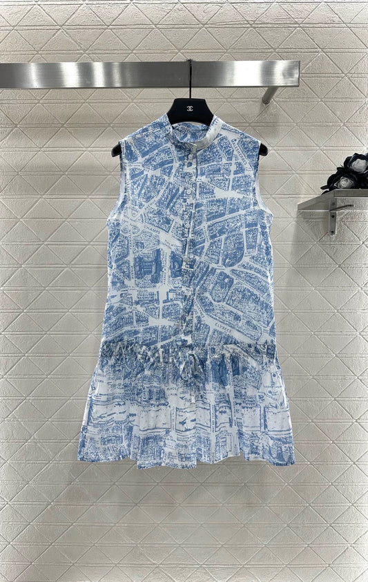 D 25 Paris Arc de Triomphe map print sleeveless dress