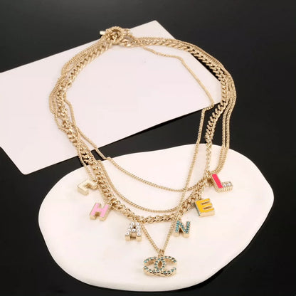25 Summer New Multi-layer Chain Letter Necklace