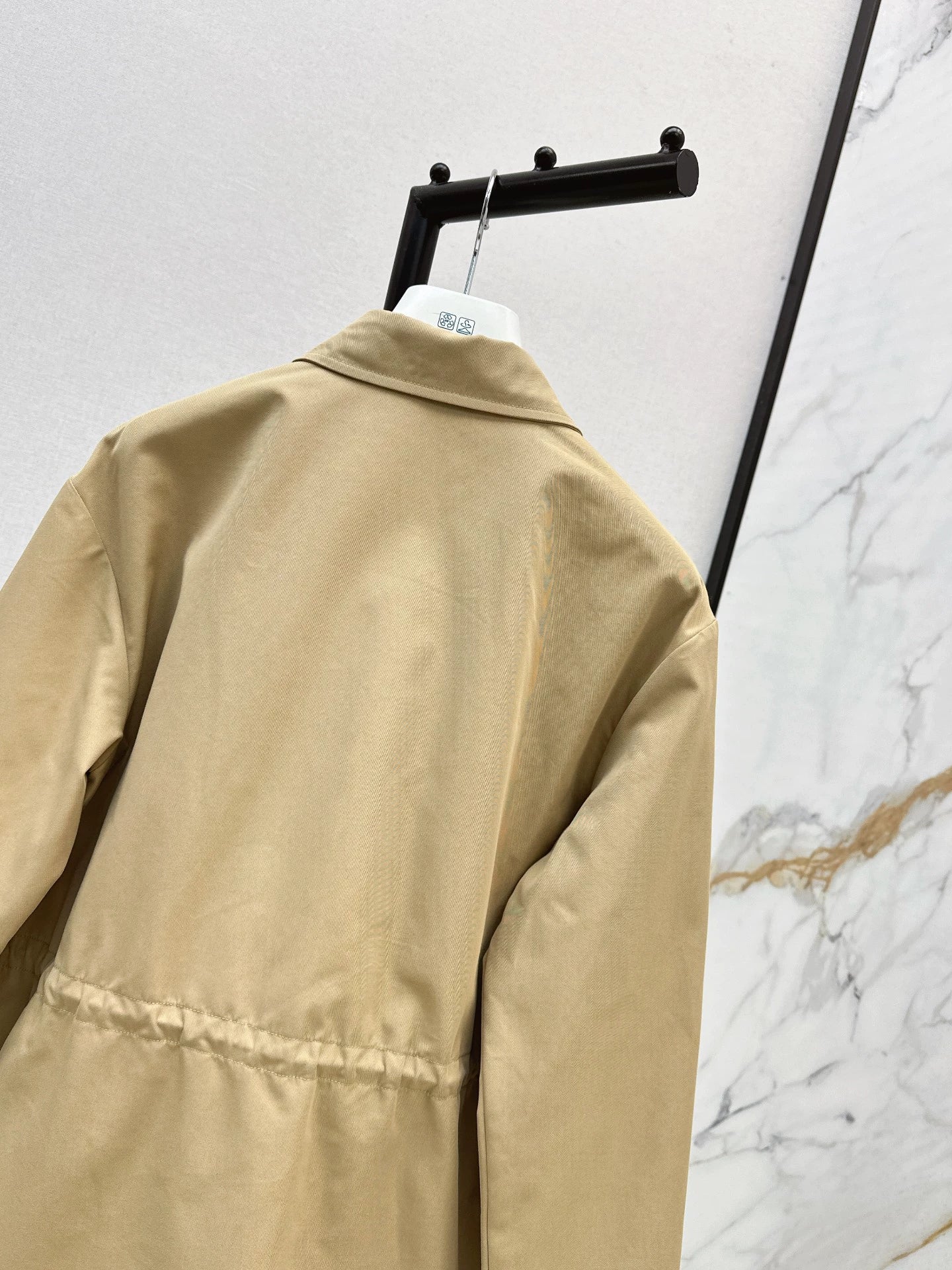 Mon 25fw New style drawstring waist mid-length trench coat