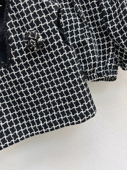 C 25 Plaid Woven V-Neck Vest + Woven Bloomer Shorts Set