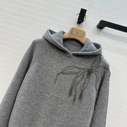 Bru 25 Fall/Winter New Floral Tassel Cashmere Hoodie