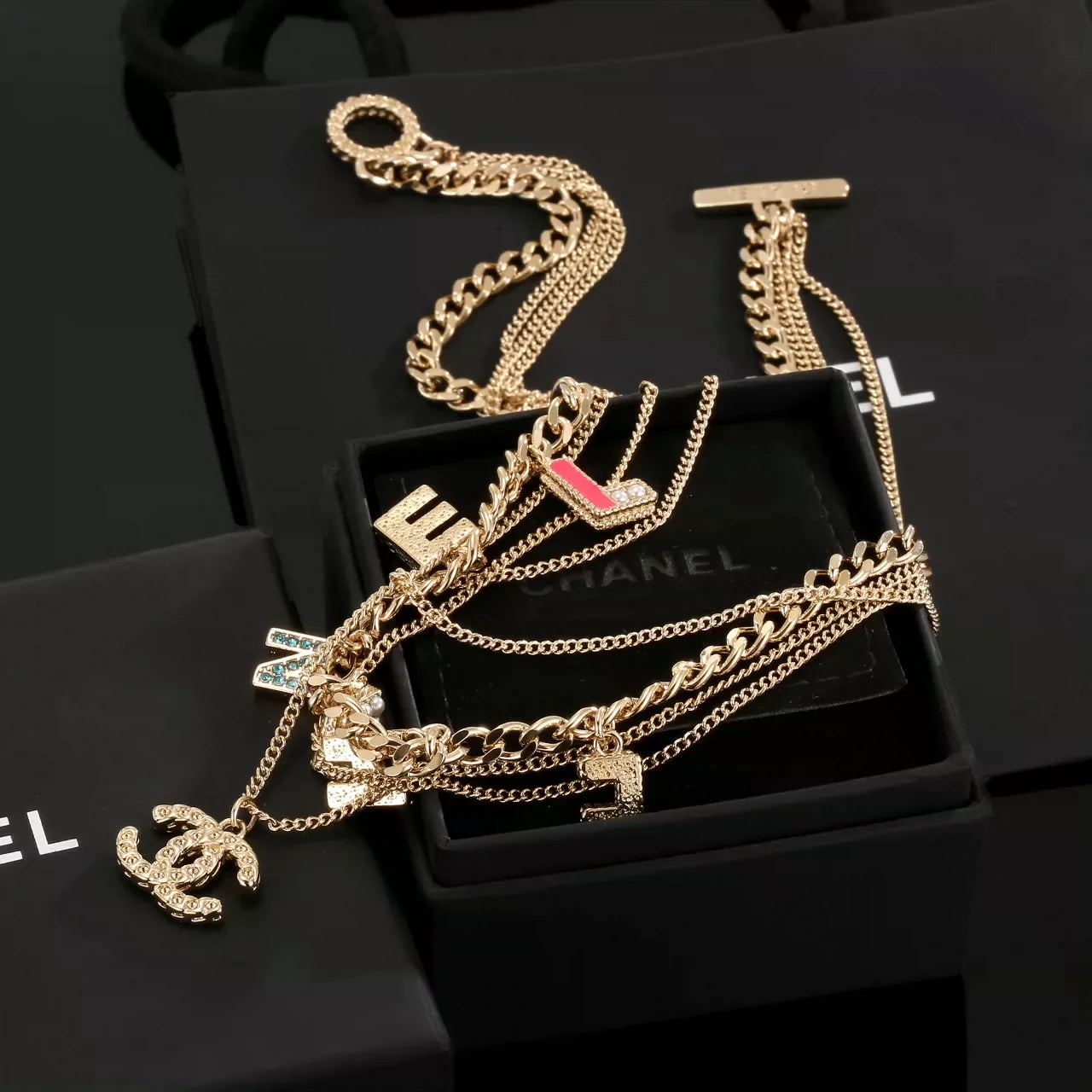 25 Summer New Multi-layer Chain Letter Necklace