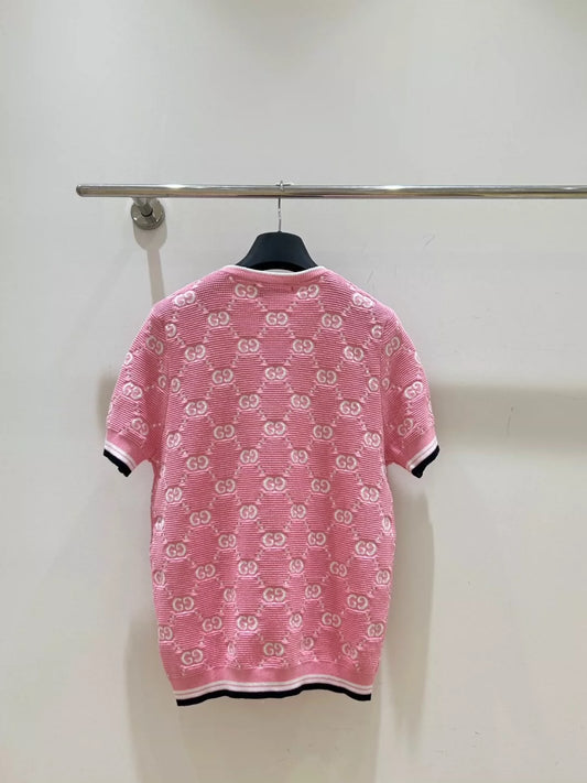 G 25 New Lettered Jacquard Knit Short Sleeve
