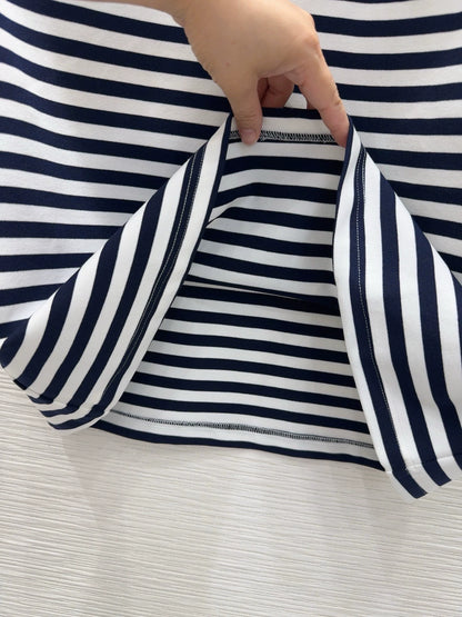 P 25 New Black and White Striped Dress