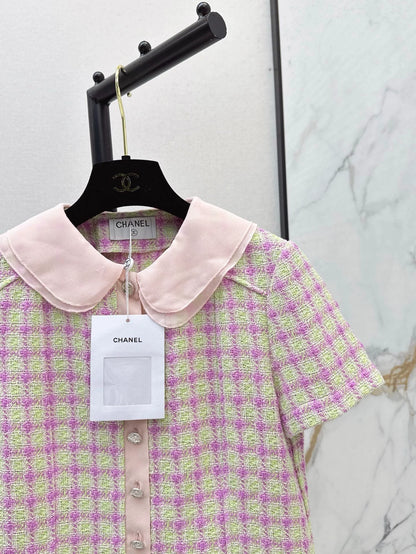 C 25 Pink short sleeves with doll collar