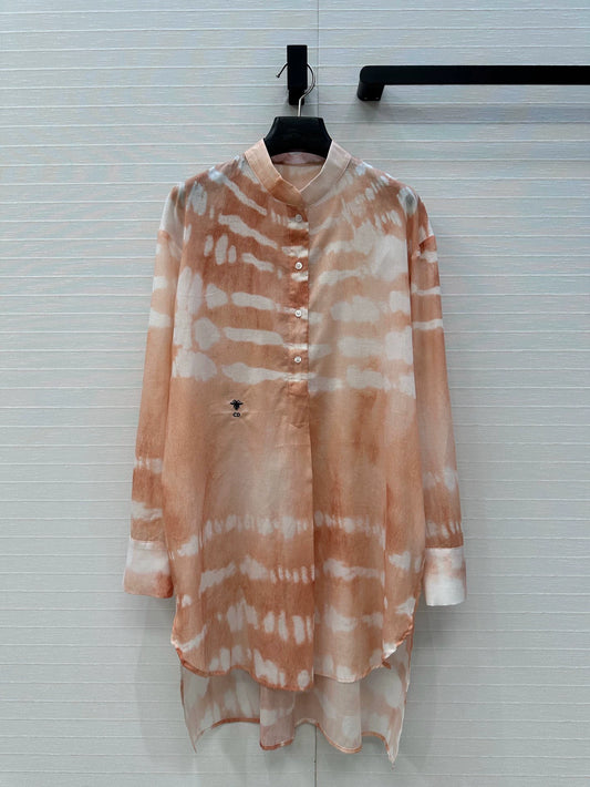 D 25 Spring/Summer Vacation Style New Water Wave Tie-Dye Long Sleeve Shirt