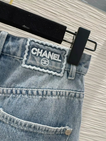 C 25 New Embroidered Mid-Length Denim Half Skirt