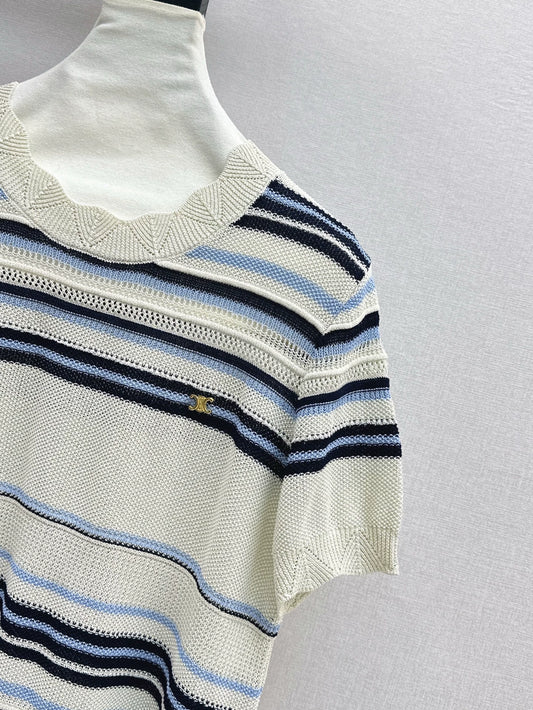 CE 25 Spring/Summer New Ice Silk Striped Knit Sweater