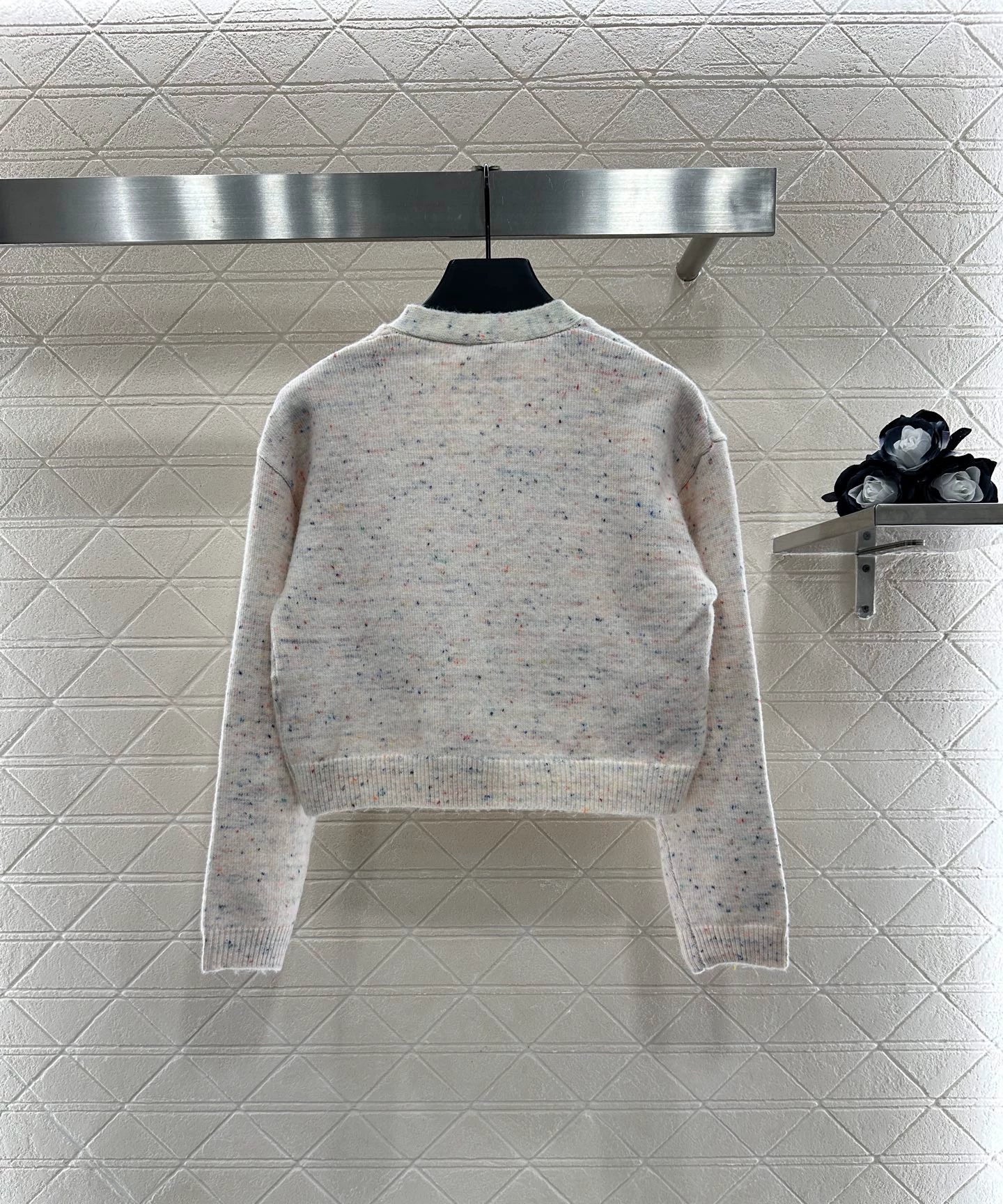 C 25 Plush lettering logo knitted cardigan