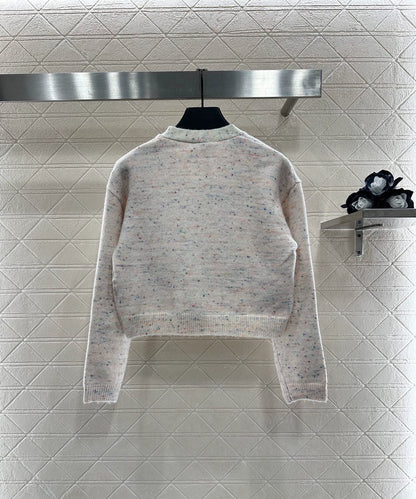 C 25 Plush lettering logo knitted cardigan