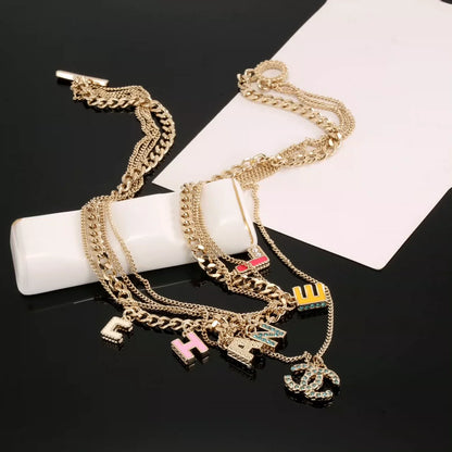 25 Summer New Multi-layer Chain Letter Necklace