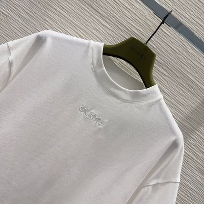 g 25 new embroidered letters hit color round neck short sleeve T-shirt