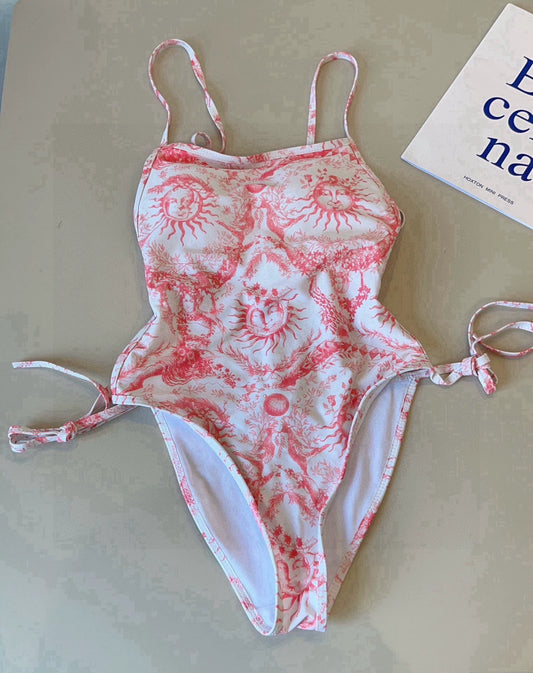 D 25 Sun Pattern One-piece Swimsuit