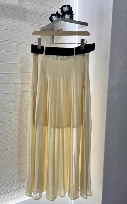 C 25 Lapel shirt pleated long skirt suit