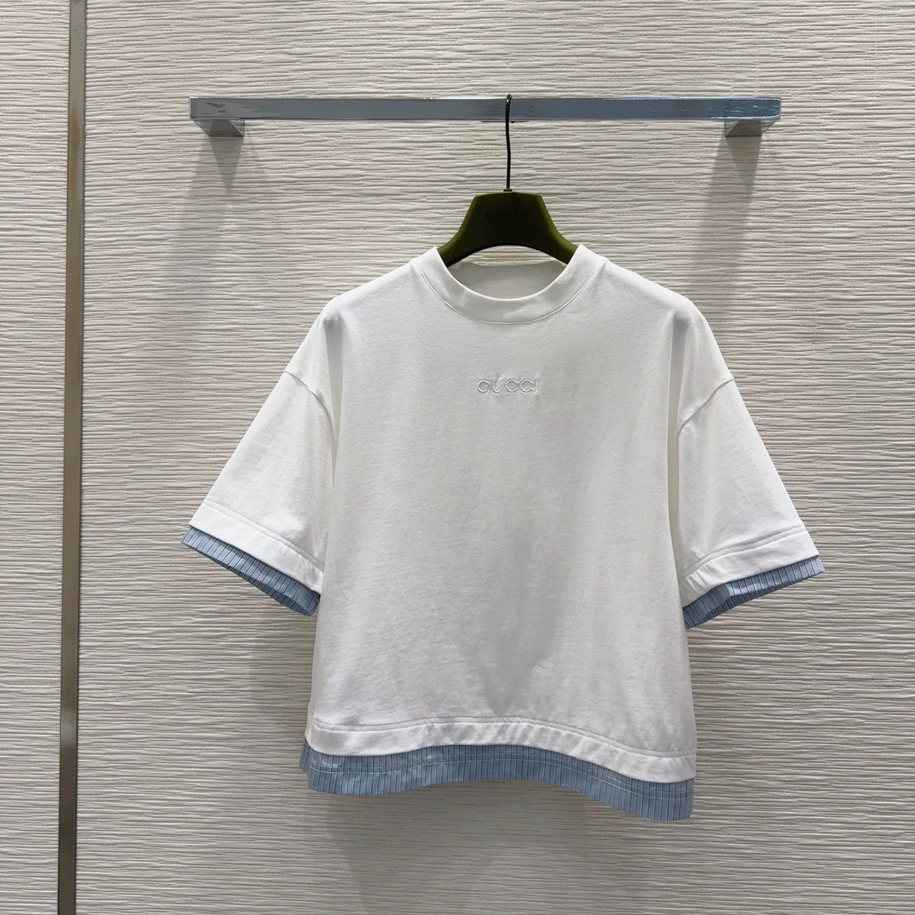 g 25 new embroidered letters hit color round neck short sleeve T-shirt