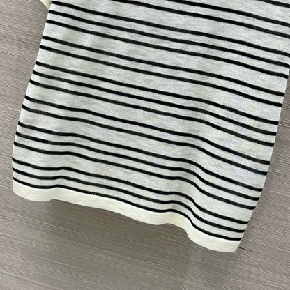 M 25 Striped Knit Short Sleeve Top