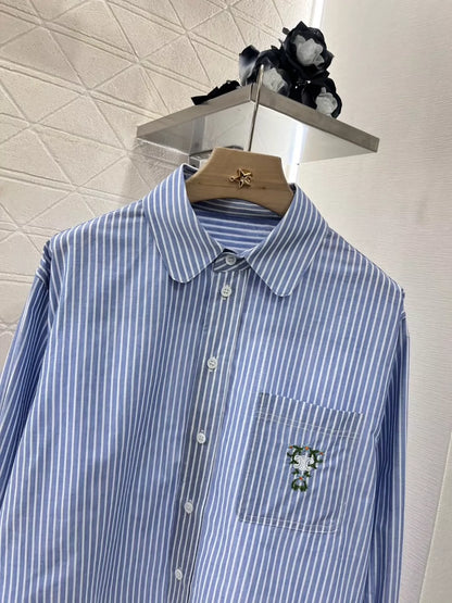 CE 25 new lapel embroidered striped shirt