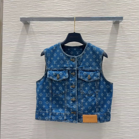 L 25 New Printed Pocket Leather Tag Cowboy Vests