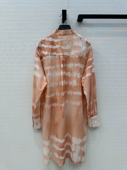 D 25 Spring/Summer Vacation Style New Water Wave Tie-Dye Long Sleeve Shirt