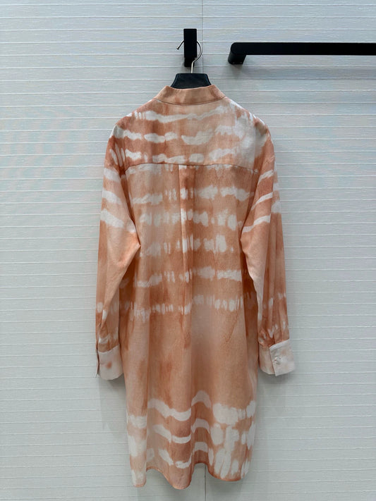 D 25 Spring/Summer Vacation Style New Water Wave Tie-Dye Long Sleeve Shirt