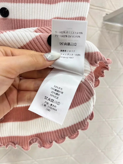 2025 Frühling und Sommer Neues gestreiftes Strickoberteil mit kurzen Ärmeln 