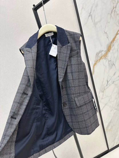 Bru 25 Blue plaid suit vest