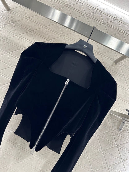 Di 25 Zippered square neck, puff sleeves, long-sleeved top