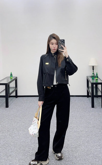 L 25 stand collar zip-up jacket