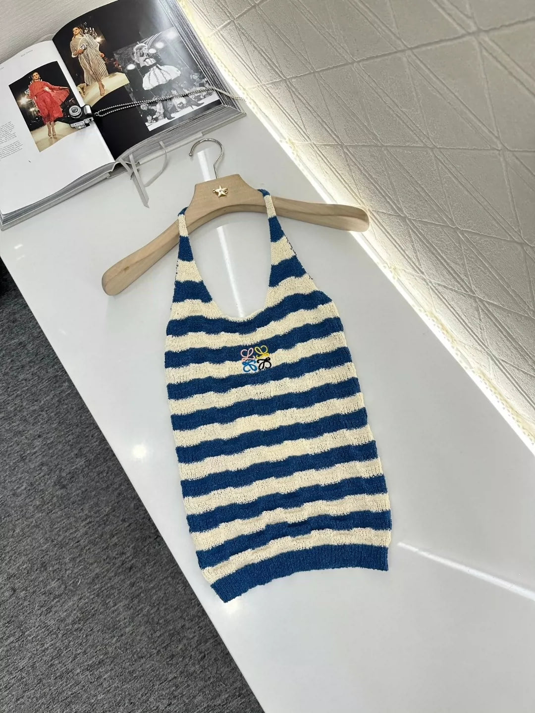 LO 25 Summer New Hanging neck striped knit undershirt