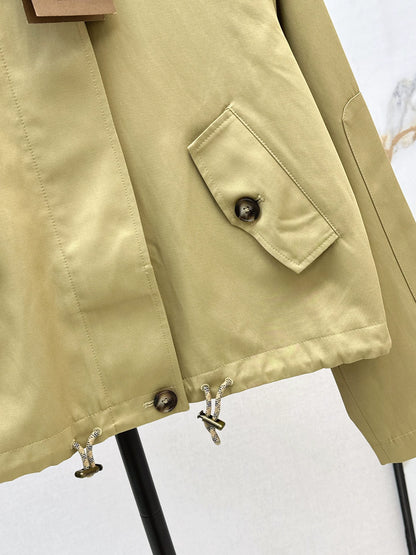 Bru 25 Classic Hooded Cropped Trench Coat
