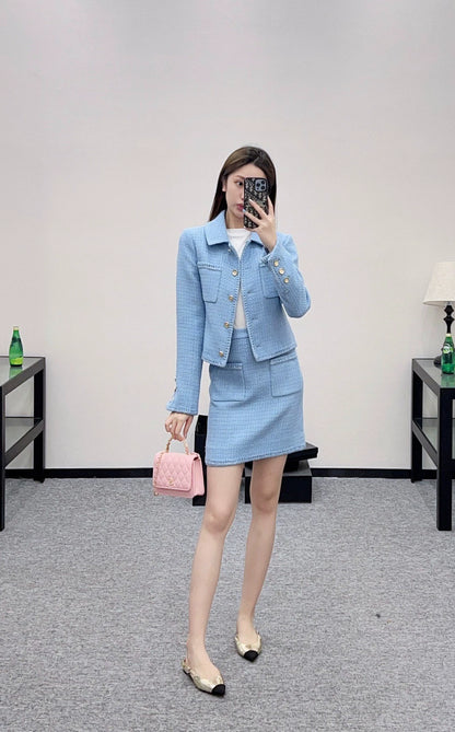 C 25 Braided hem tweed skirt and jacket set (Handmade Workshop series)