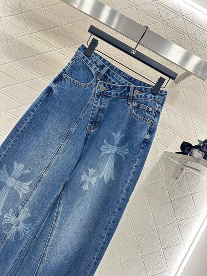 CH 25 New Cross Print Denim Pants