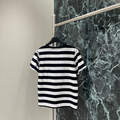 CE 25 New black and white striped short-sleeved T-shirt