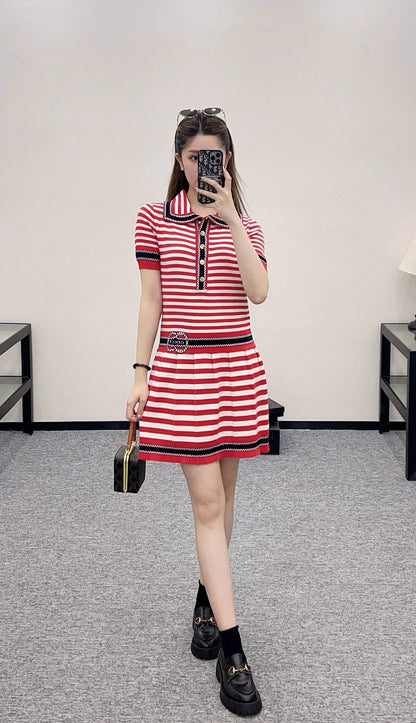 G 25 Striped navy knit dress