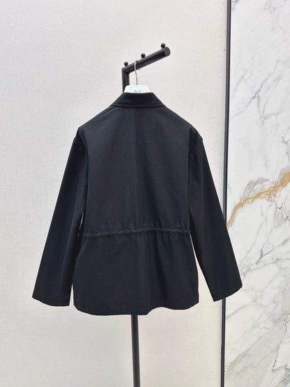 Mon 25fw New style drawstring waist mid-length trench coat