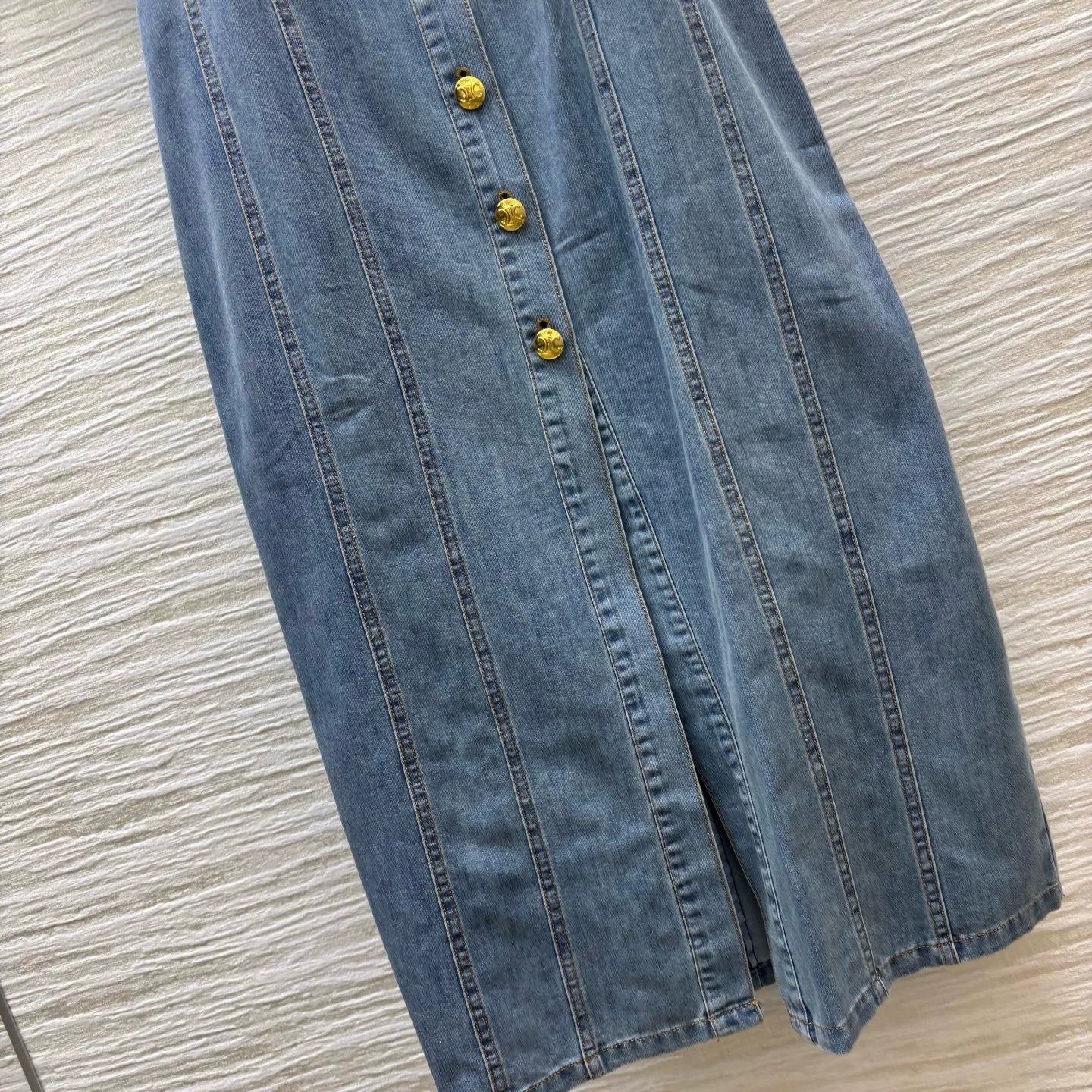 Ce 25 Spring/Summer V-Neck Belt Design Denim Dresses