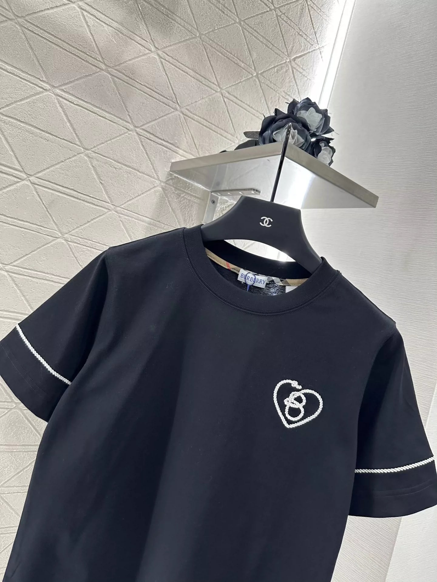 BRU 25ss New round neck embroidered knot short-sleeved T-shirt