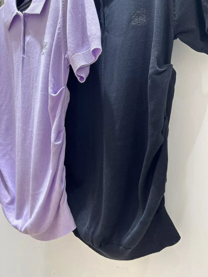 LO 25 Spring and Summer New Lapel Short Sleeve Knitted Sweater