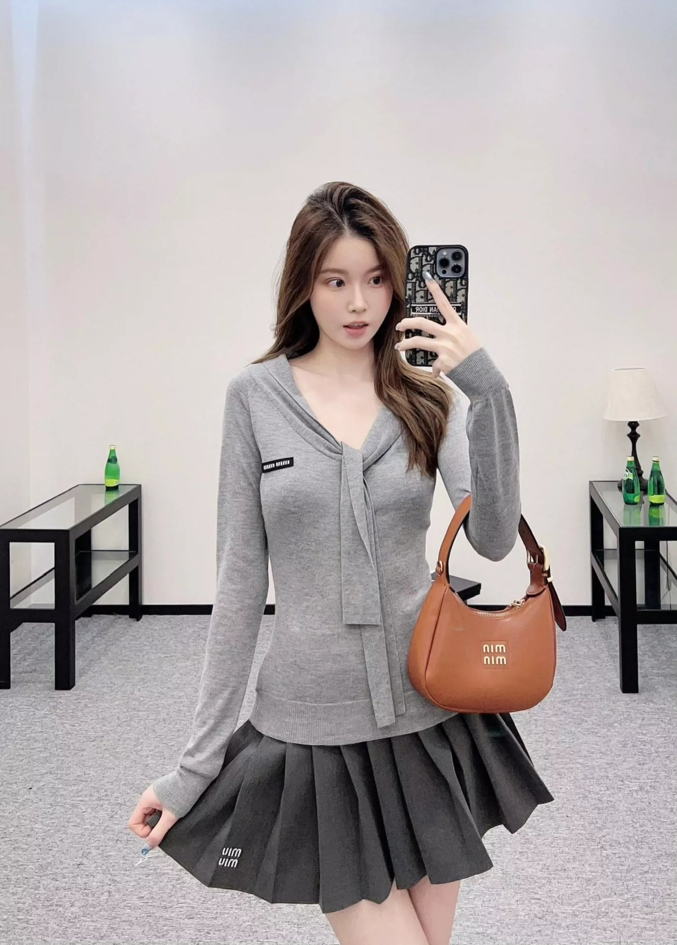 M 2025 new products on the shelves Lace-up knitted tops(beigi,gray)