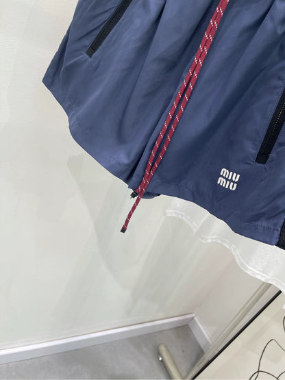 M 25 Navy blue red string sun protection casual shorts