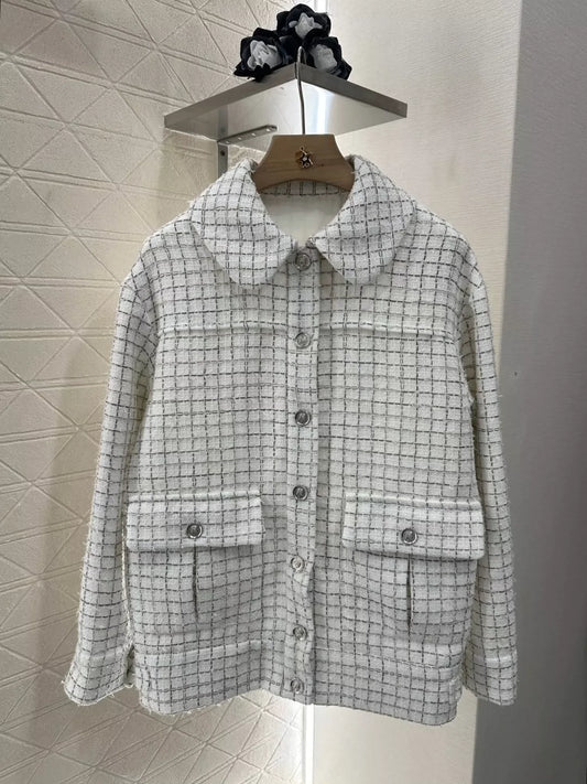 C 25 Plaid Tweed Lapel Jacket