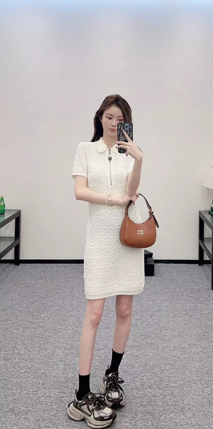 L 25 summer new three flowers diamond knit dress