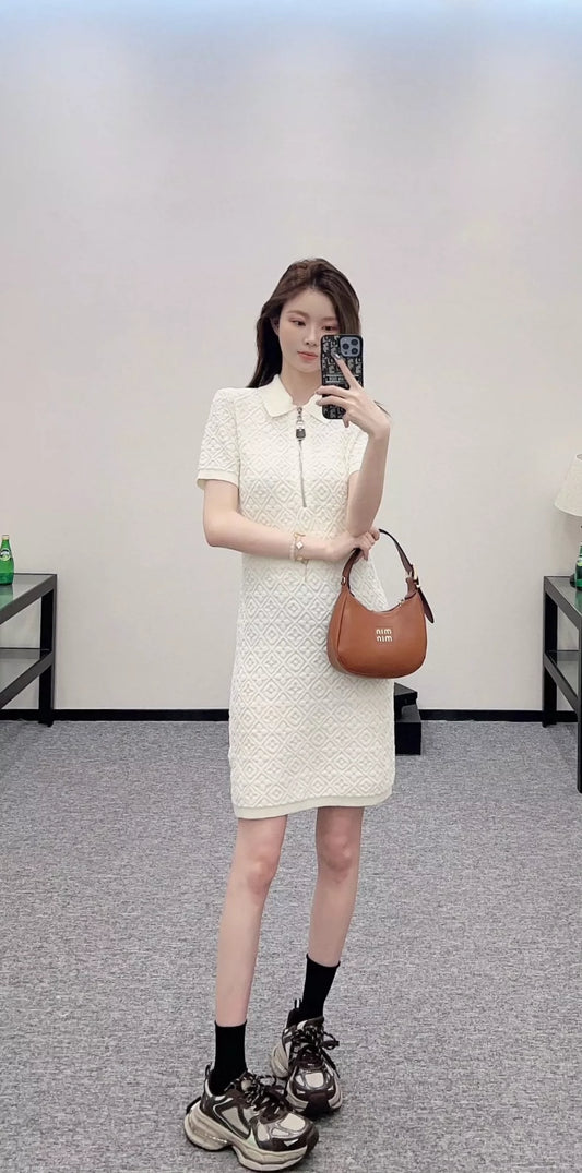 L 25 summer new three flowers diamond knit dress