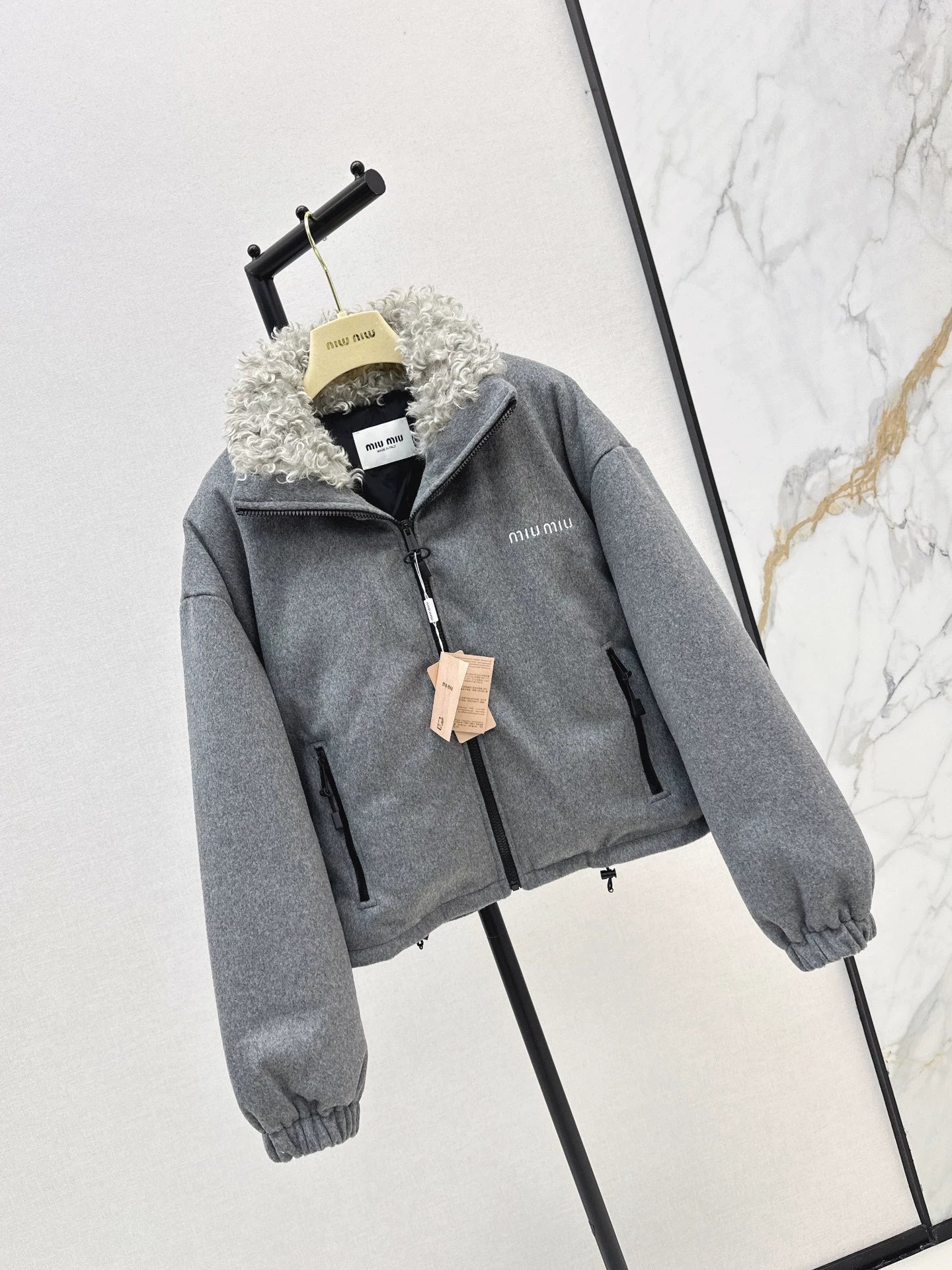 Mi 25 Lamb wool short standing collar down jacket