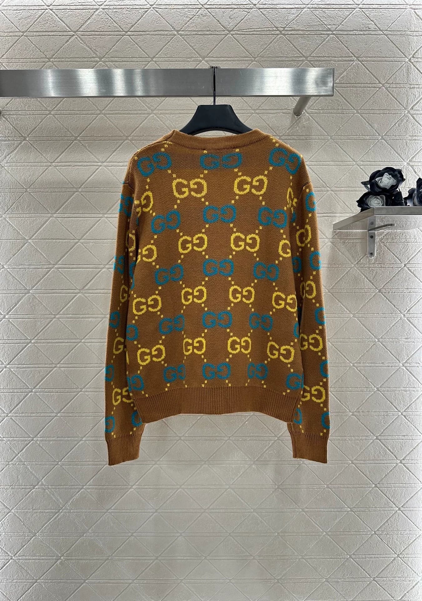 G 25 Brown jacquard knit cardigan