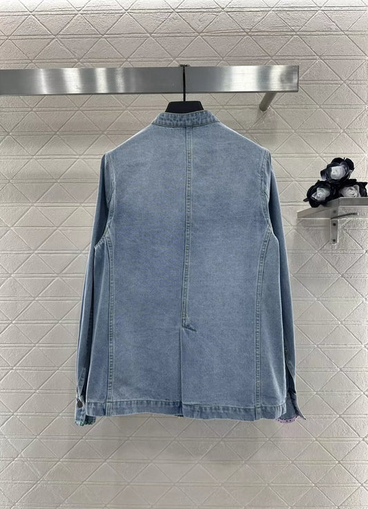 V 25 Floral beaded denim jacket