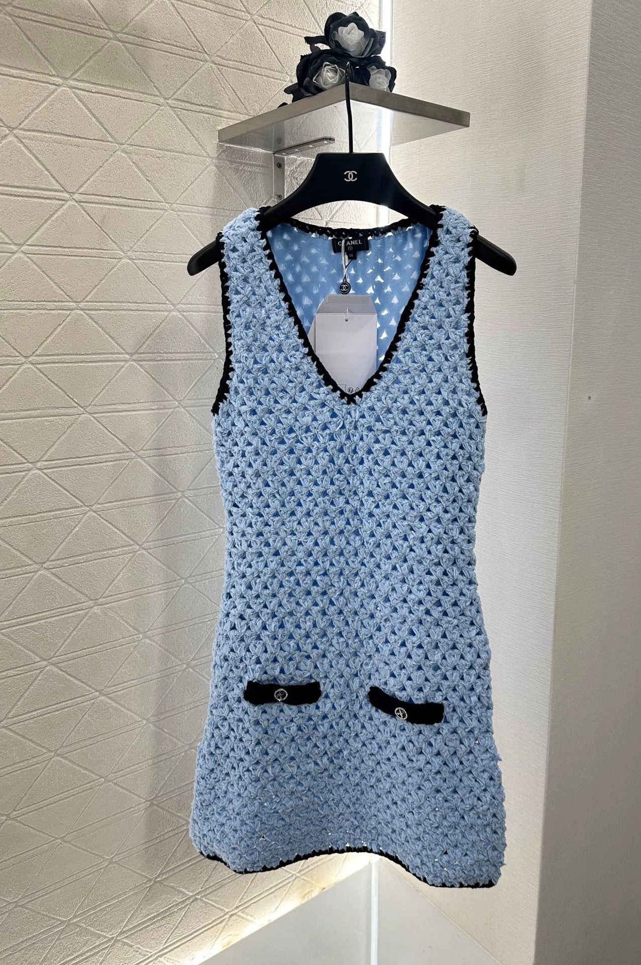 C 25 Hollow Knit Vest Dress